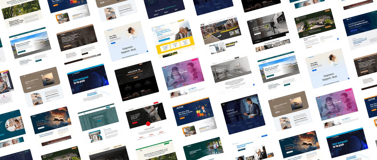 A mosaic of Express Websites delivered by CWS Express across many industries