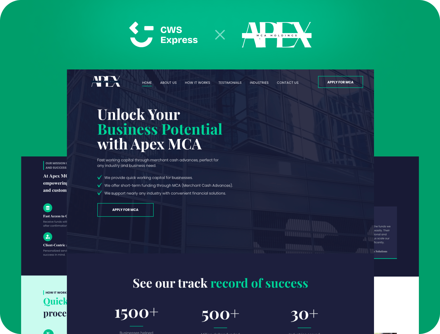 Apex MCA Holdings website preview